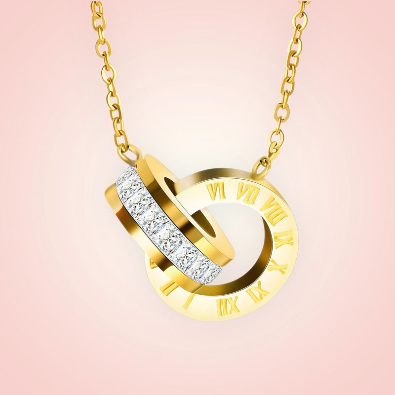 Halsketting met ringen 18 K gold plated Stainless Steel