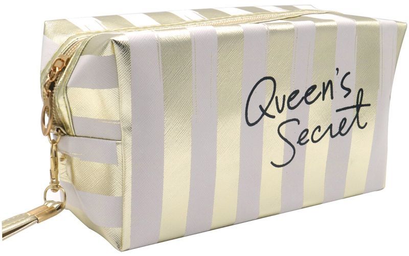 Fijne modieuze toilettas, beige/goud