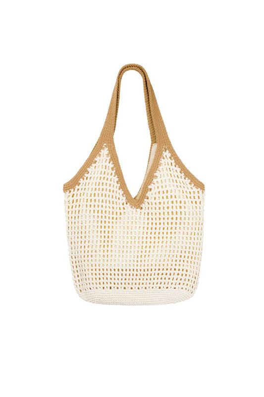 Functionele gehaakte tas, Offwhite/bruin