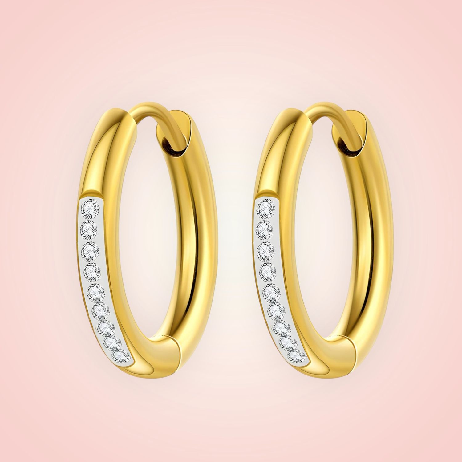 Oorbellen met diverse Zirconias RVS 18 K goldplated