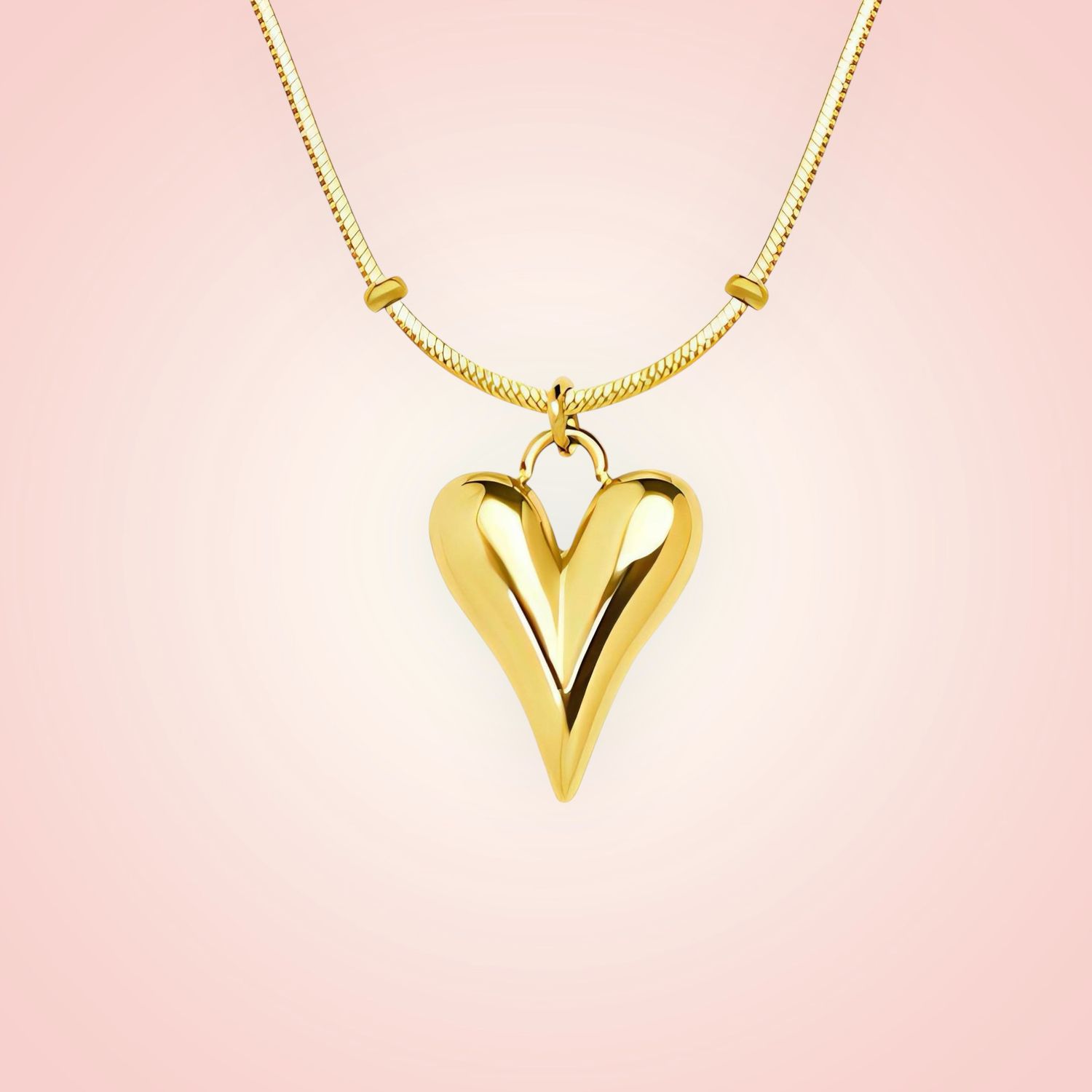 Halsketting met Hartje, RVS 18 K goldplated