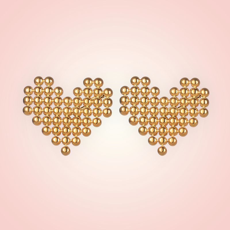 Mooie en aparte oorstekers Hartje, RVS 18 K goldplated