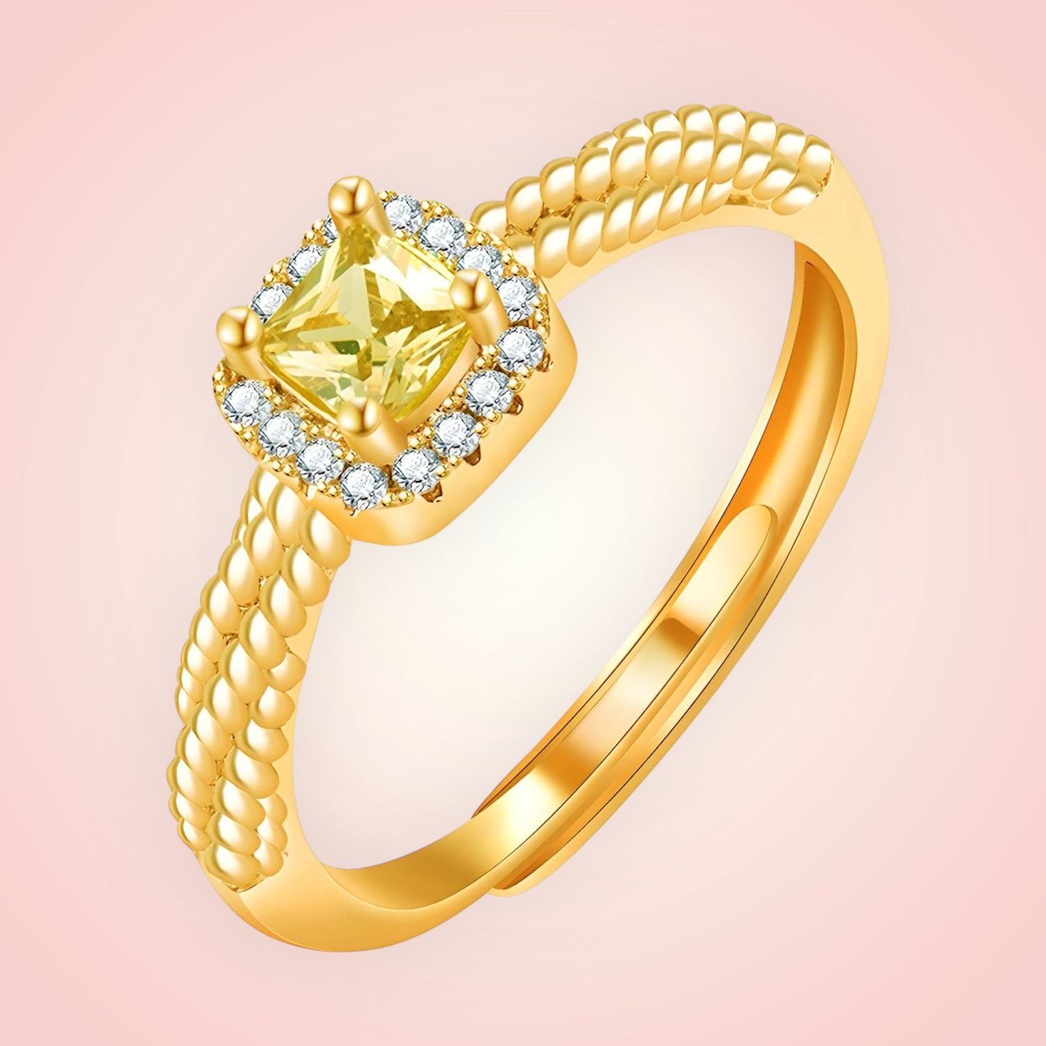 Ring met cubic zirconia&#39;s  RVS 18 K goldplated