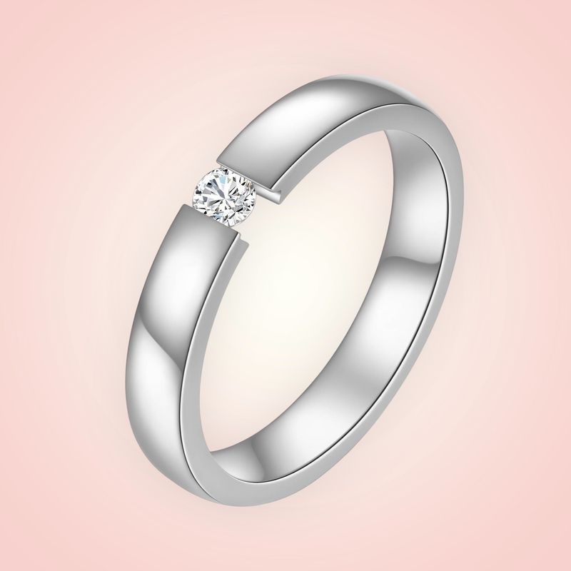 Ring met cubic zirconia  RVS