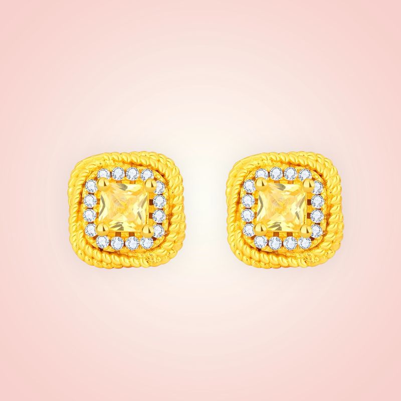 Oorstekers  met cubic Zirconia, 18 K gold plated Stainless Steel