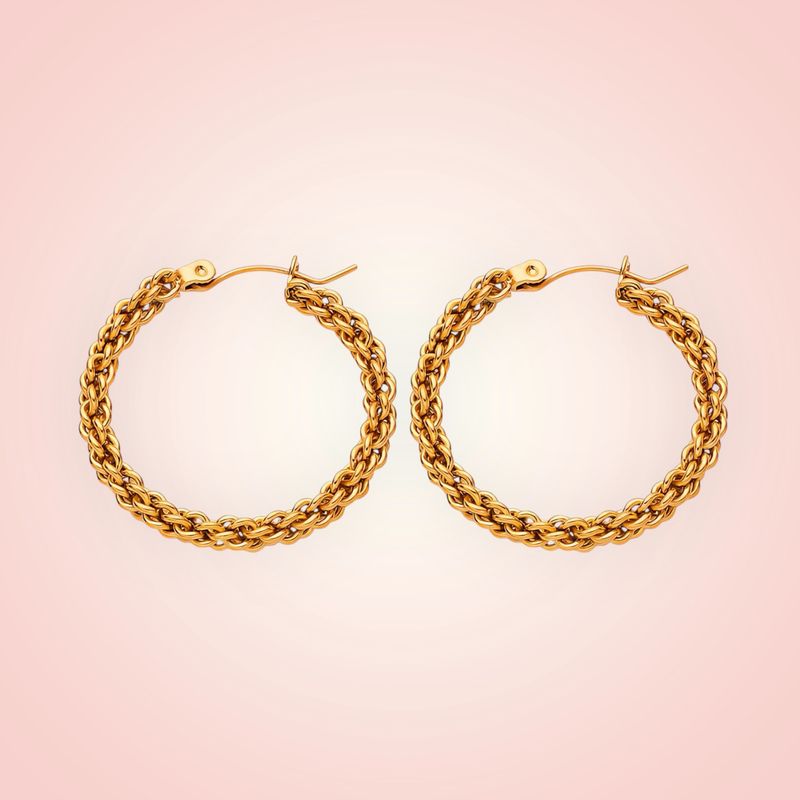 Oorbellen Creolen, 18 K gold plated Stainless Steel