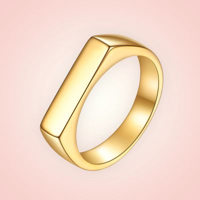 Prachtige moderne ring, RVS 18K goldplated