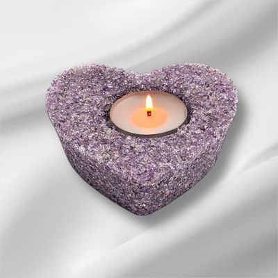 Waxinelichthouder hart amethist