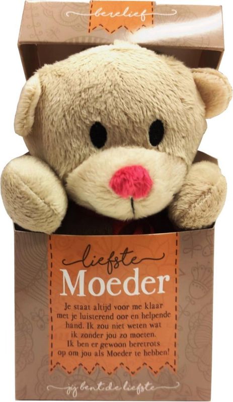 Liefste moeder, een beer in schattig doosje, met lieve tekst