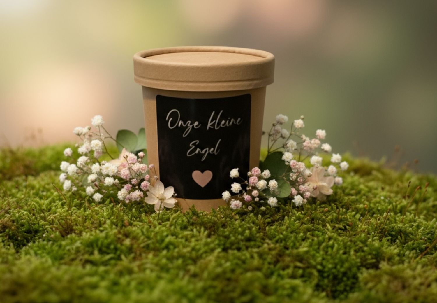 Lief doosje met tekst ONZE KLEINE ENGEL Lief doosje met tekst Onze kleine engel erop, om iemand een hart onder de riem te steken in verdrietige tijden