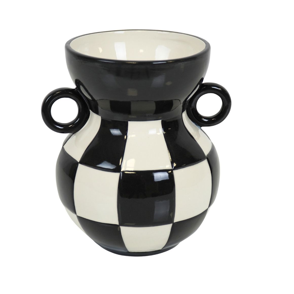 ​Keramische vaas zwart/wit van Housevitamin, 17 cm