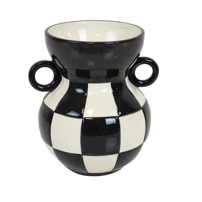​Keramische vaas zwart/wit van Housevitamin, 17 cm