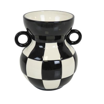 Keramische vaas zwart/wit van Housevitamin Keramische vaas zwart/wit van Housevitamin, 17 cm