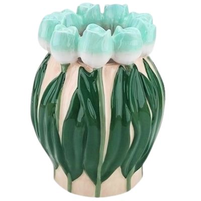 Vaas met tulpen design, Housevitamin, 18 cm Vaas met tulpen design, Housevitamin, 18 cm