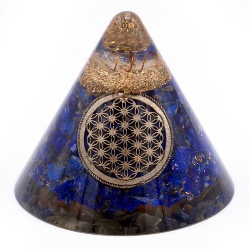 Orgonite piramide, Lapis met bloem des levens