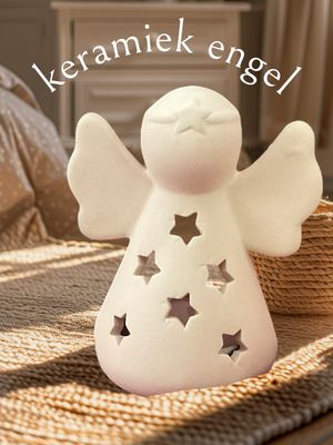 keramiek engeltje waxinelichthouder