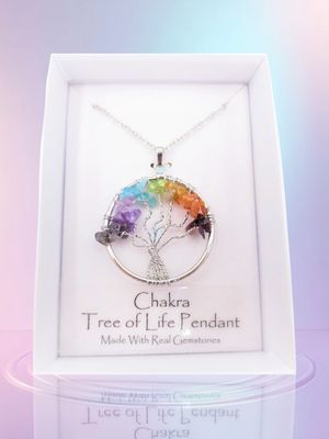 Halsketing Tree of Life, met CHAKRA steentjes