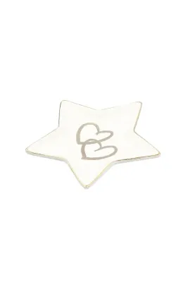 Sieraden schaaltje ster, 2 hartjes, keramiek Zeepschaaltje keramiek met 2 gouden hartjes