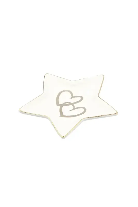 Zeepschaaltje keramiek met 2 gouden hartjes