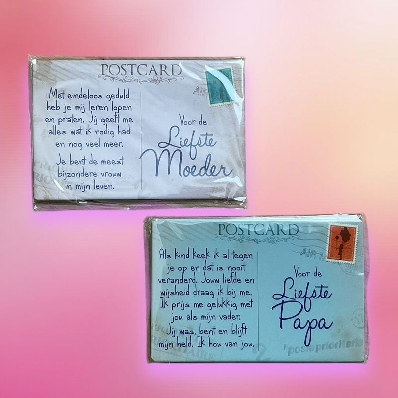 Blikken kaartje Liefst papa of liefste moeder