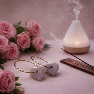 Onze serie creolen oorbellen, RVS met diverse kleuren harten, de harten zijn van echt geglazuurd keramiek, myhearttoyours.nl