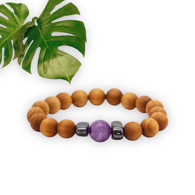 Cederhouten armband met amethist