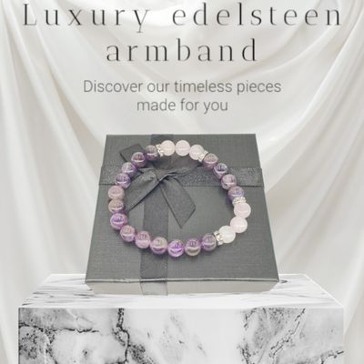 Armband met Amethist en Rozenkwarts
