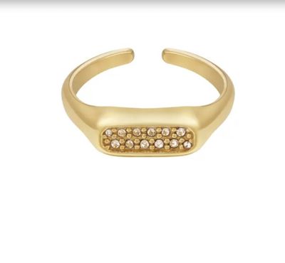 Langwerpige RVS ring met steentjes bij myhearttoyours.nl