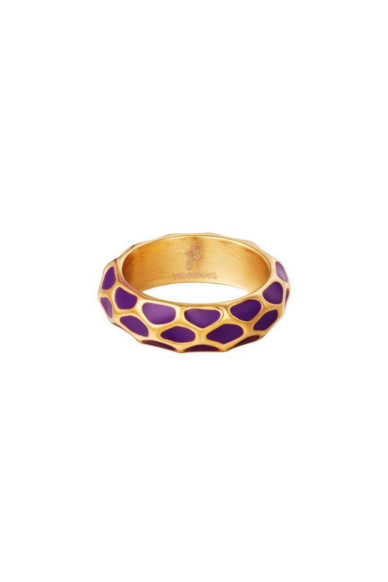 Ring RVS giraffe patroon, maat 18 paars bij myhearttoyours.nl