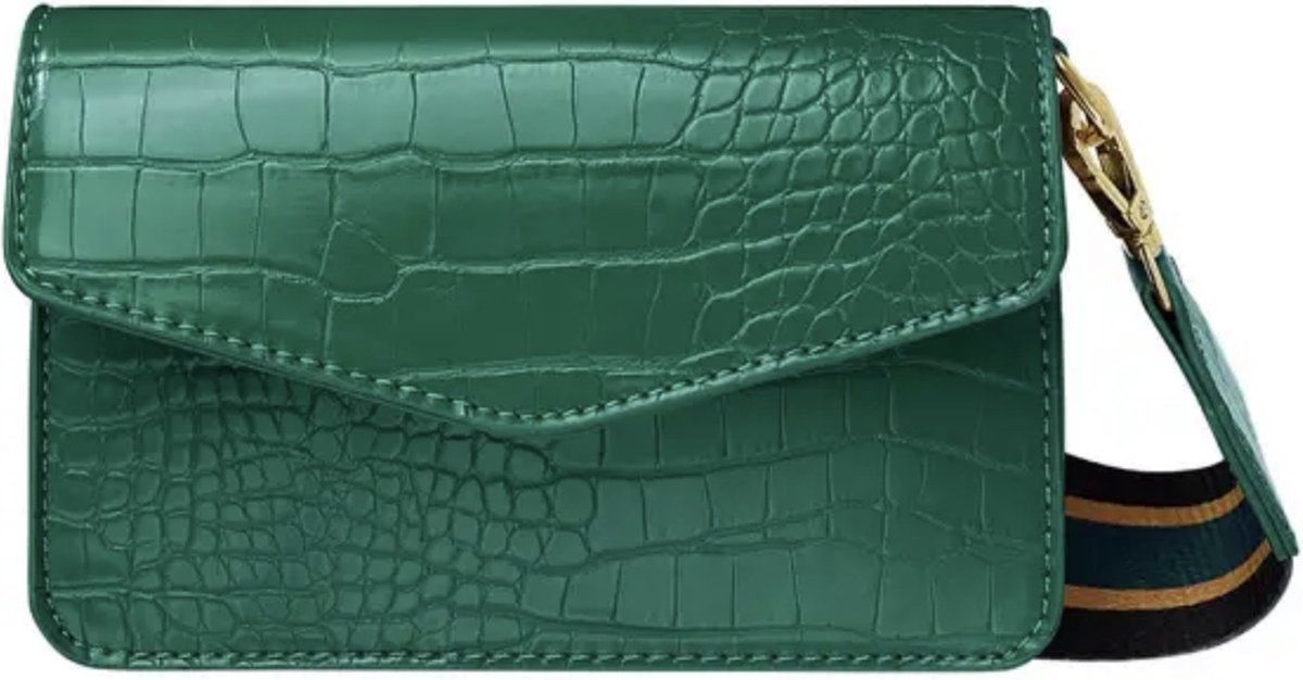 Crossbody tas (groen) croco detail, met strap