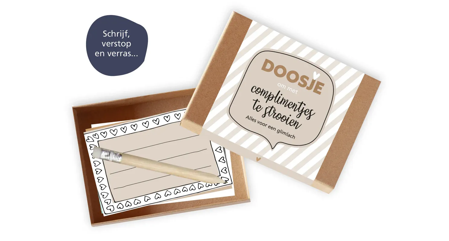 Doosje om met COMPLIMENTJES te strooien - Brievenbus cadeau