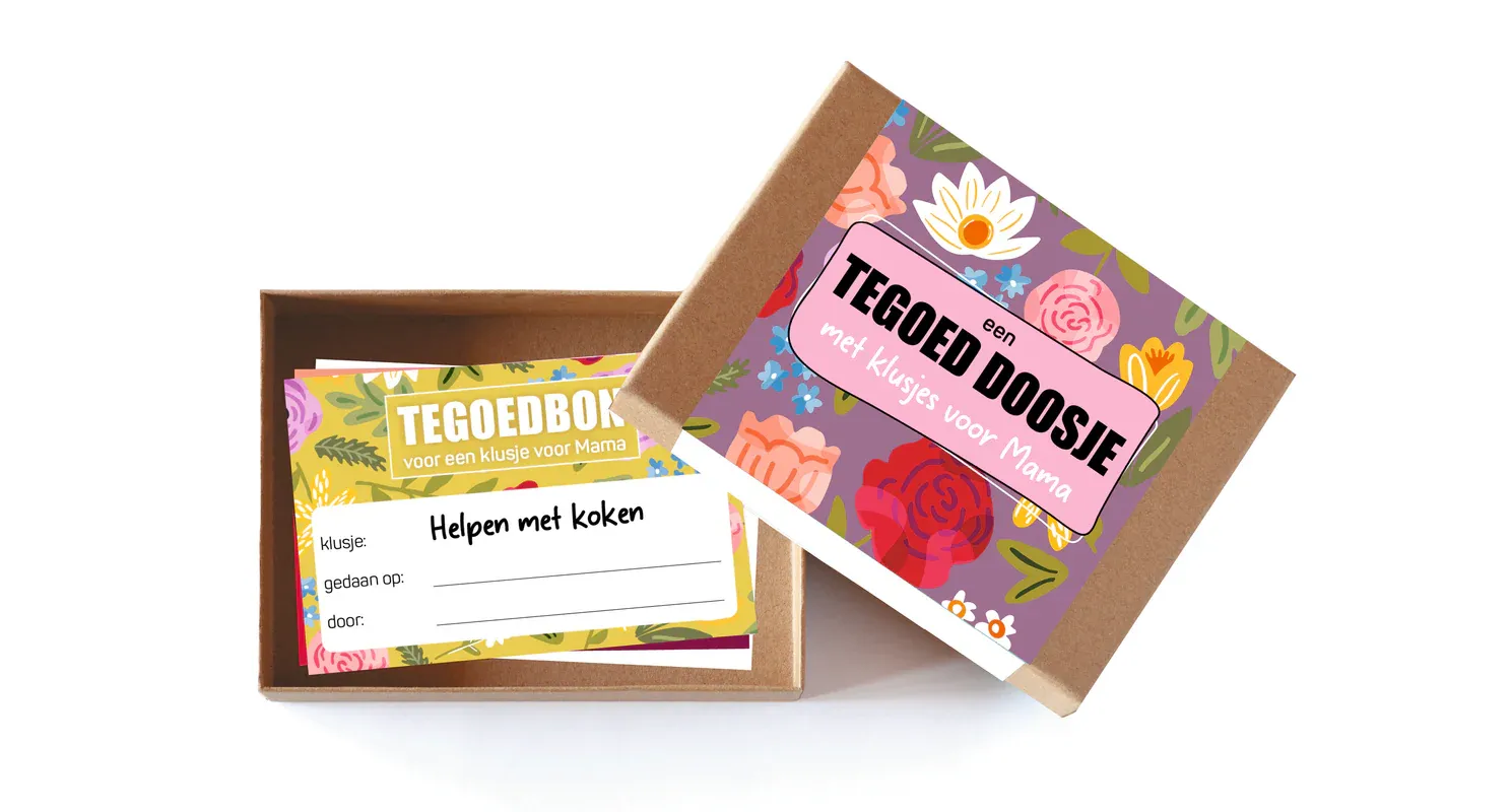 Tegoed doosje voor klusjes voor mama - brievenbus cadeautje bij myhearttoyours.nl