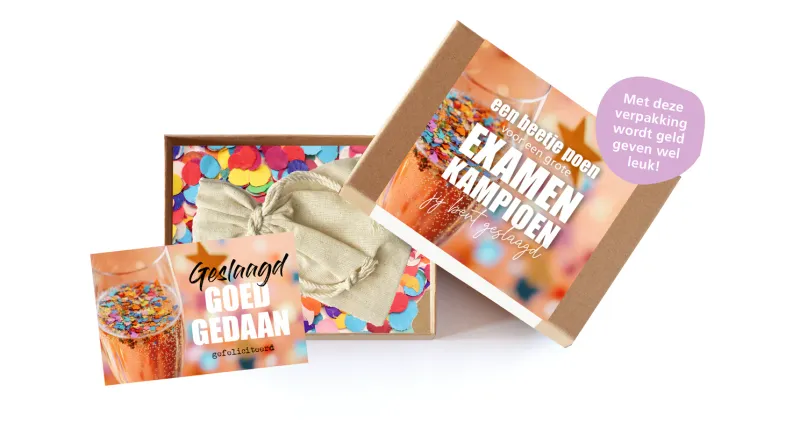 Een beetje POEN voor een grote examen kampioen - Brievenbus cadeau om  geld of giftcard te geven bij myhearttoyours.nl