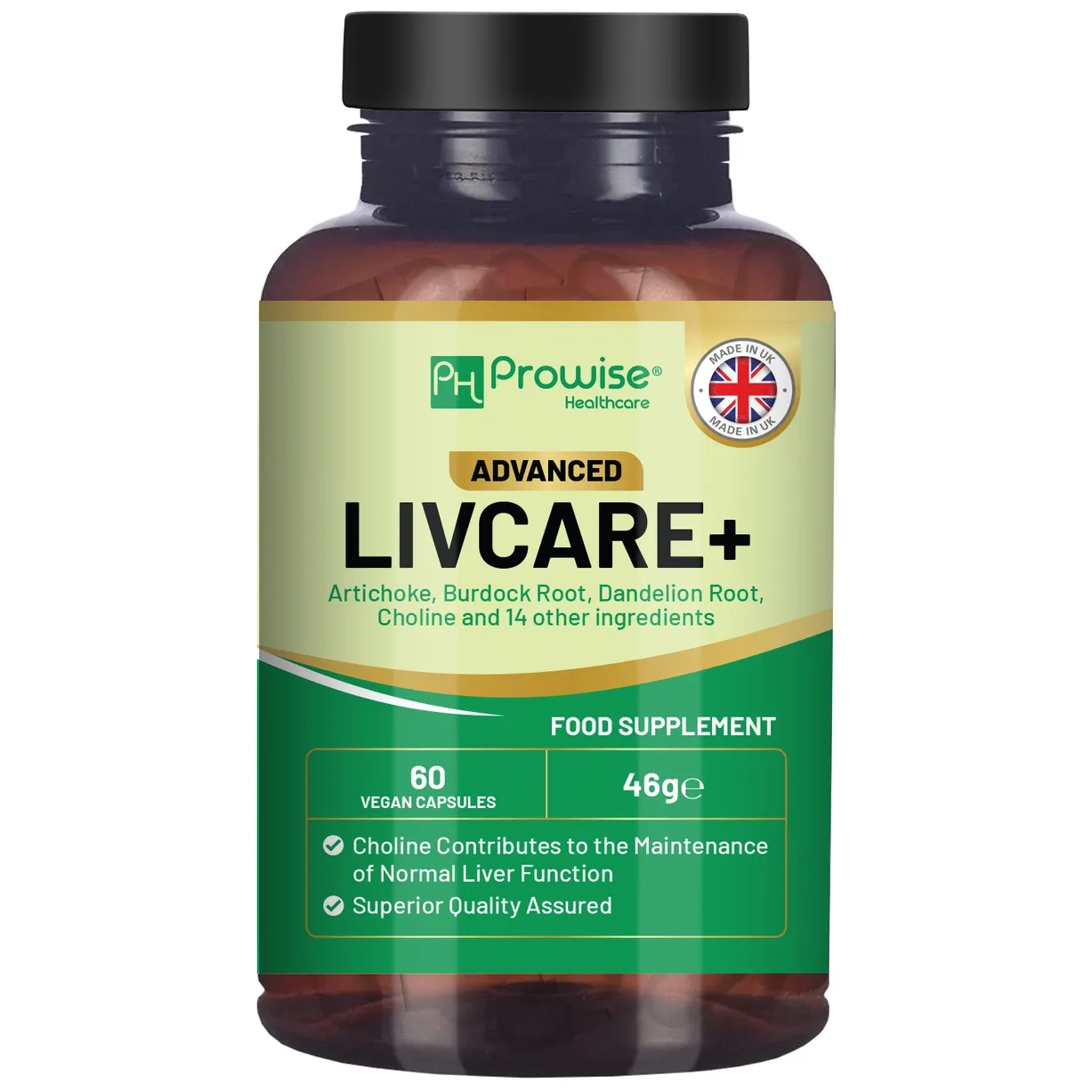 Prowise LIVCARE + Advanced,  60 VEGAN Caps. krachtige leverreiniging geavanceerd, bij myhearttoyours.nl