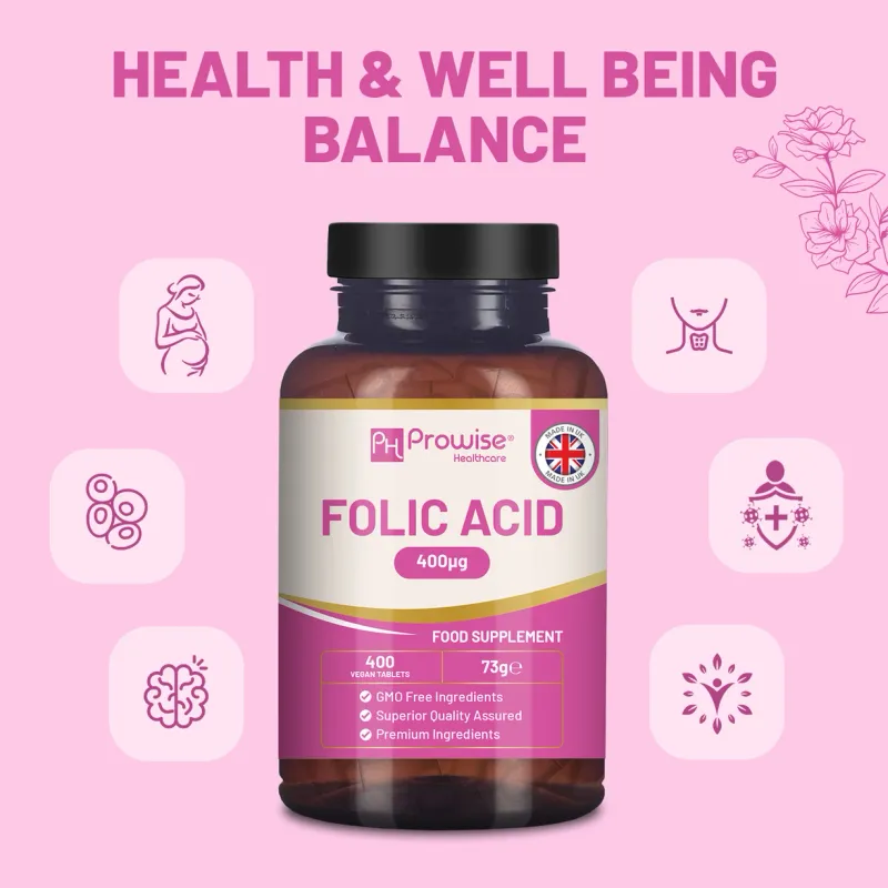 Prowise Hoog gedoseerde Foliumzuur tabletten 400 mcg - vegan vitamine B9, bij myhearttoyours.nl