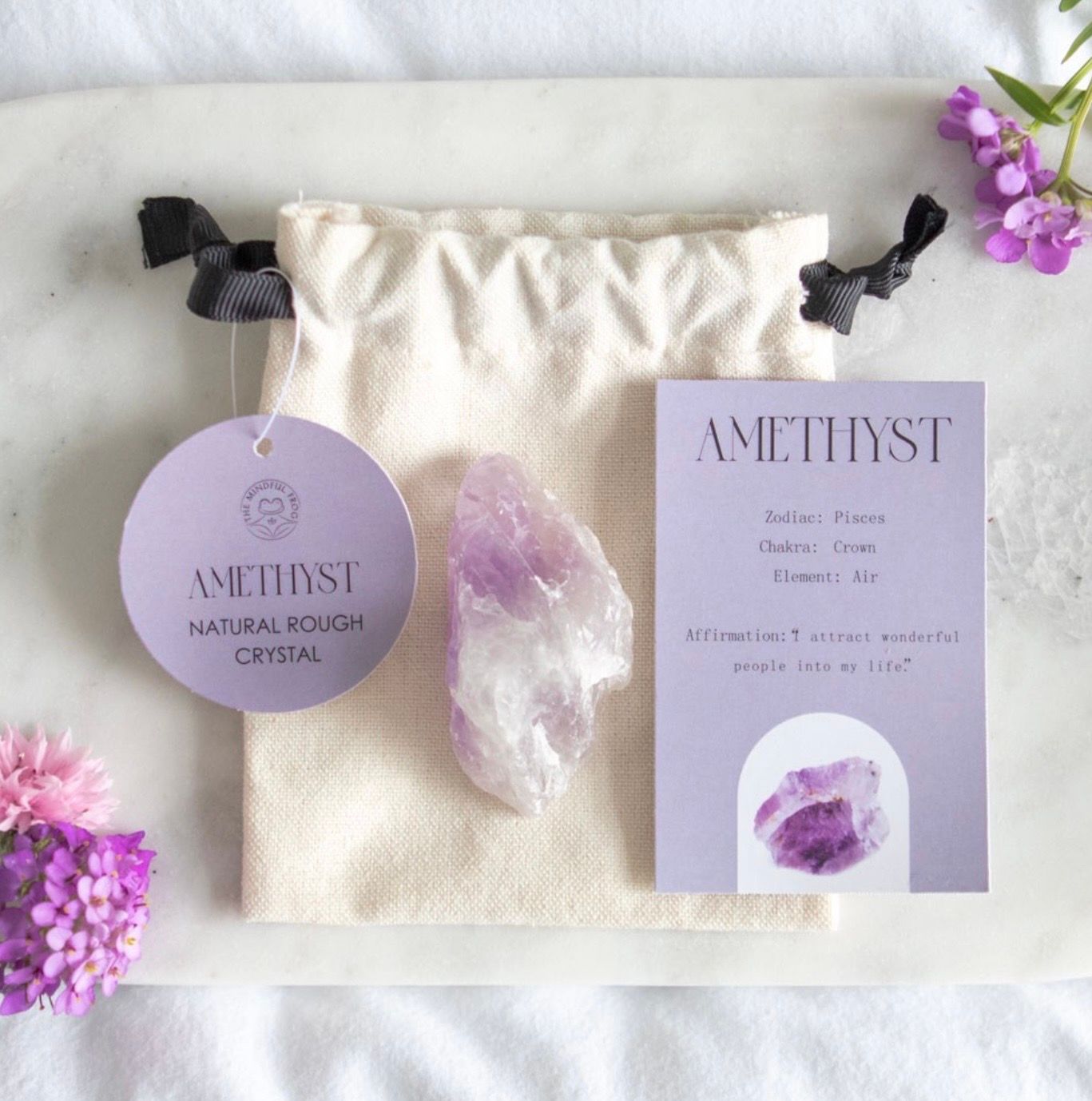 Amethist Healing Kristal, mooie Healing set met ruwe amethist bij myhearttoyours.nl