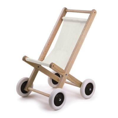 Wooden Doll Buggy with Natural Fabric