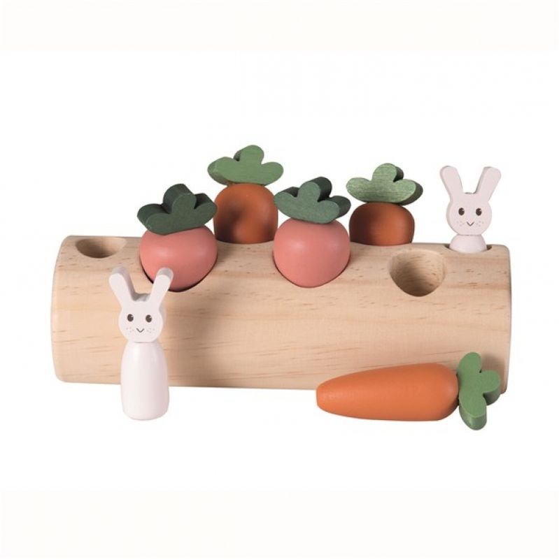Tree Trunk with Bunnies and Vegetables