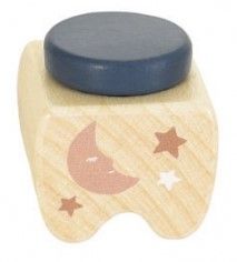 Houten melktandendoosje met maan en sterren