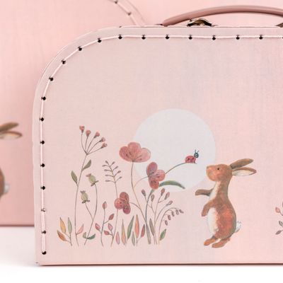 Kinderkoffertje Konijntje roze small size – Personaliseerbaar met naam