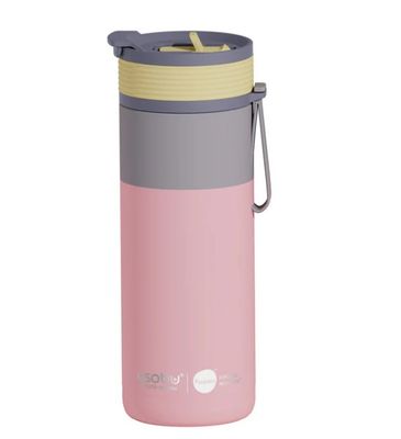 ASOBU Aspen Pastel Peach Édition Spéciale – Bouteille Isotherme 600 ml 2-en-1 avec Puramic™, Personnalisable