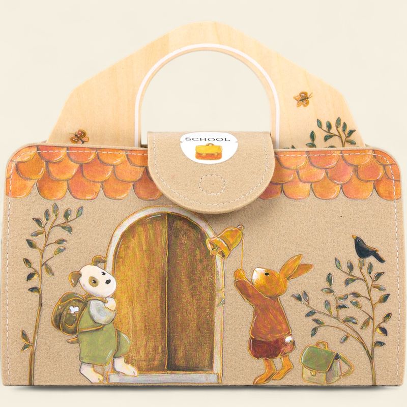 Mini Friends School Toy Set – Personalised Wooden School Playset Case with Play Mat