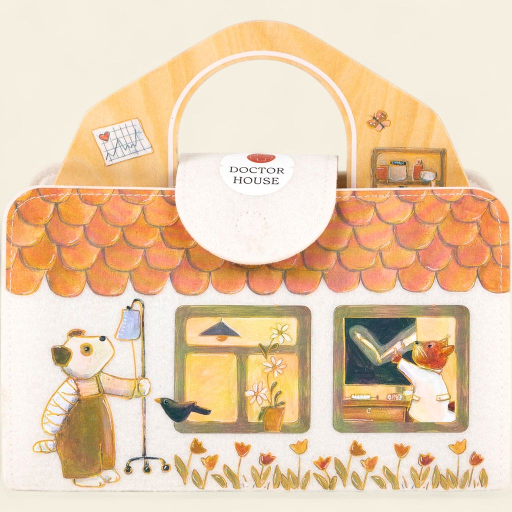 Mini Friends Schule Spielset – Personalisiertes Holzspielzeug Schule Koffer mit Spielmatte