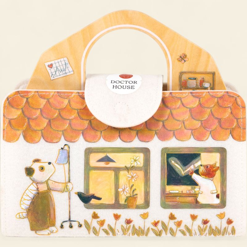 Mini Friends Doctor Playset – Personalised Wooden Doctor House Toy Case with Play Mat