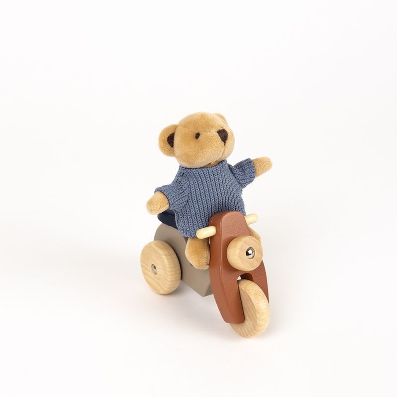 Alexis the Bear on Vespa – Mini Friends Toy with Wooden Scooter