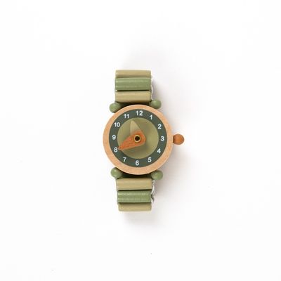 Montre en Bois, vert, Personnalisable