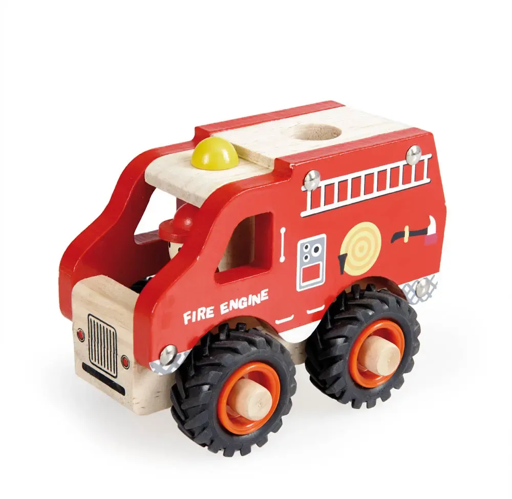 Personalised wooden fire engine with name