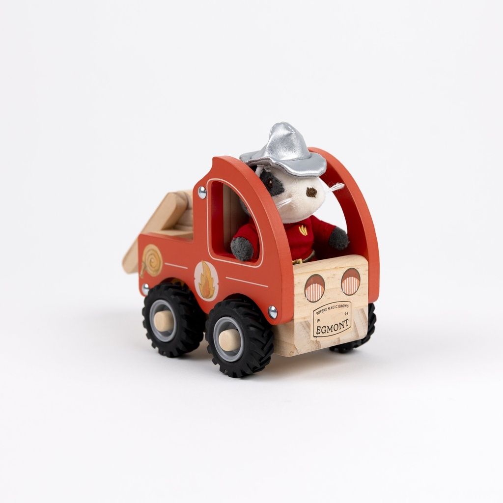 Personalised small Wooden Fire Truck with Miniature Firefighter Friend