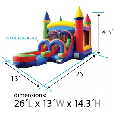 Kids Modern Rainbow Water Slide Bounce House Combo