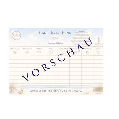 Stadt Insel Hund - Nordsee-Edition (Spiel zum Ausdrucken)